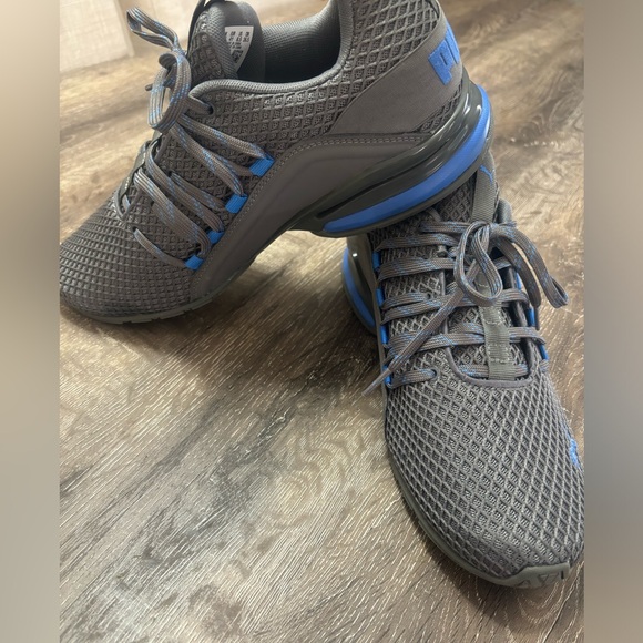 PUMA AXELION SPARK LOW TRAINERS SPORTS SNEAKERS MEN SHOES GREY/BLUE - Picture 2 of 11